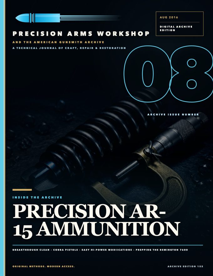 August 2016 cover — Gunsmith Magazine, The American Gunsmith Archive