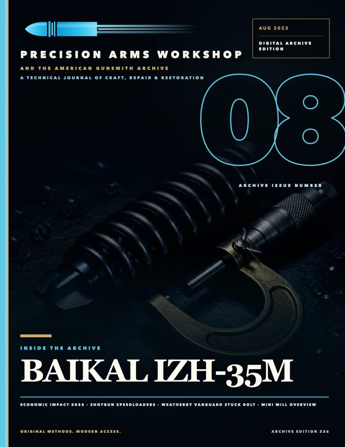 August 2023 cover — Gunsmith Magazine, The American Gunsmith Archive